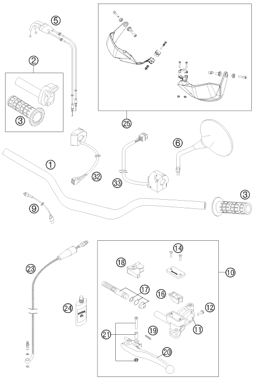 GUIDON ARMATURES POUR 990 ADVENTURE WHITE ABS 12 FR