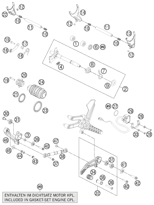 MECANISME DE SELECTION POUR 1190 RC8 R WHITE 2015 (EU/GB)