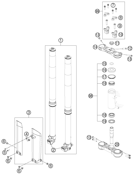 FOURCHE TELESCOPIQUE TE DE FOURCHE POUR FREERIDE 250 R 2014 (EU)