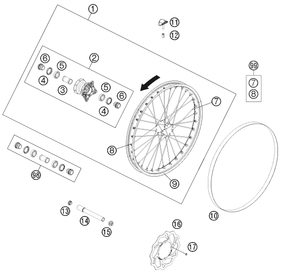 ROUE AVANT POUR FREERIDE 250 R 2014 EU