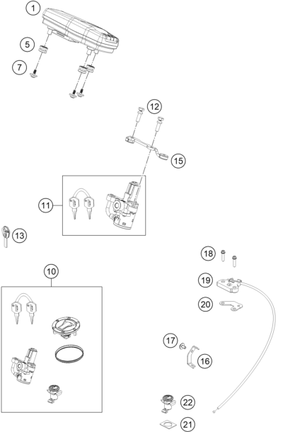 INSTRUMENTS SYSTEME DE VERROUILLAGE POUR 690 DUKE BLACK ABS 2013 (EU)