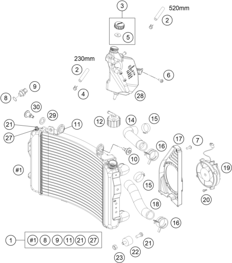 SYSTEME DE REFROIDISSEMENT POUR 690 DUKE BLACK 2012 (AU/GB)