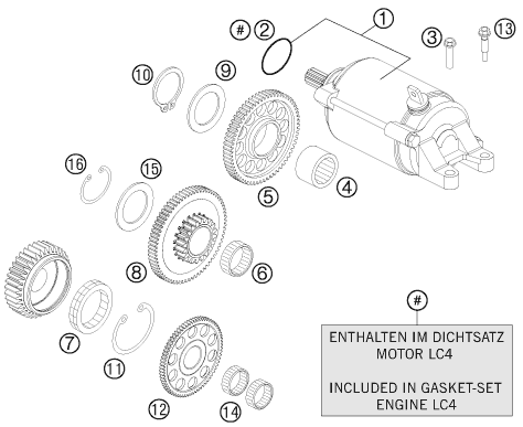 DEMARREUR ELECTRIQUE POUR 690 ENDURO R 2012 (AU/GB)