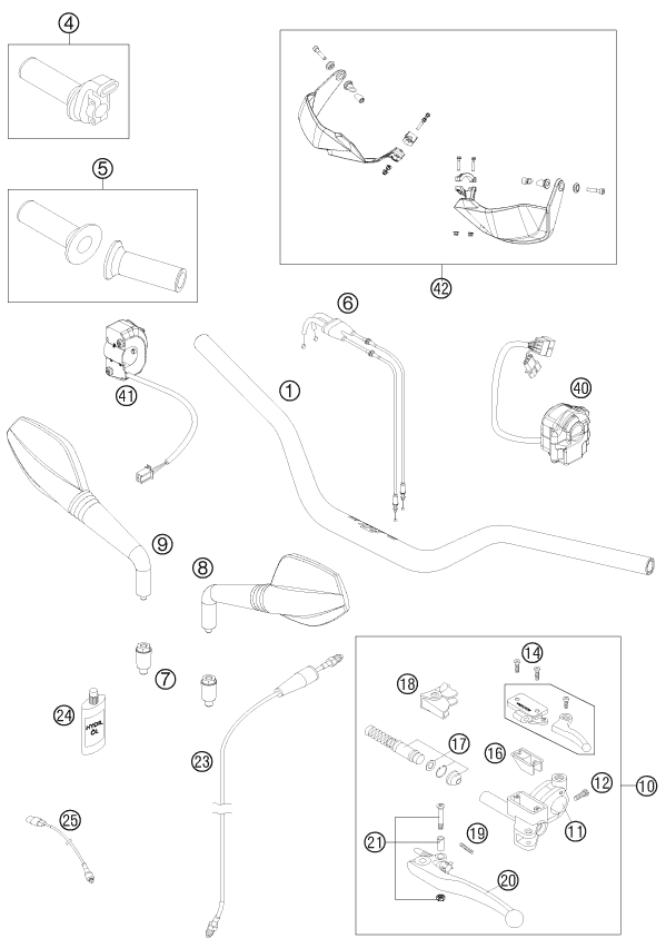 GUIDON ARMATURES POUR 690 SMC R 2012 (AU/GB)