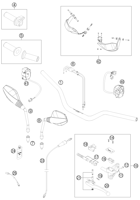 GUIDON ARMATURES POUR 690 ENDURO R 2012 (AU/GB)