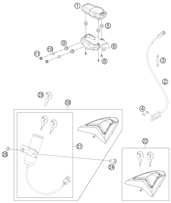 INSTRUMENTS SYSTEME DE VERROUILLAGE POUR 690 ENDURO R 2012 (AU/GB)