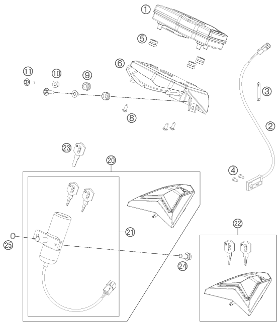 INSTRUMENTS SYSTEME DE VERROUILLAGE POUR 690 SMC R 2012 (AU/GB)