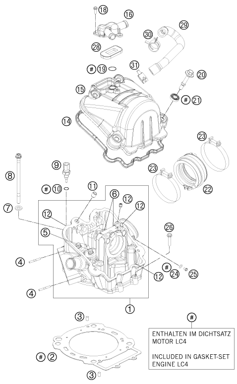 CULASSE POUR 690 ENDURO R 2012 (AU/GB)