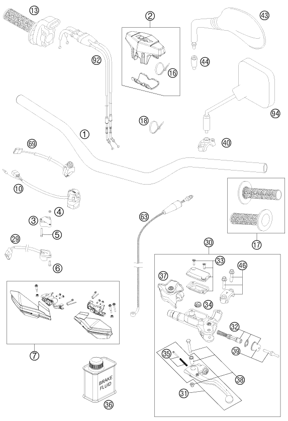 GUIDON ARMATURES POUR 250 EXC-F 2012 (EU)