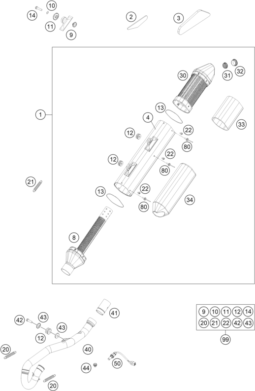 SYSTEME DECHAPPEMENT POUR 250 EXC F 2012 EU