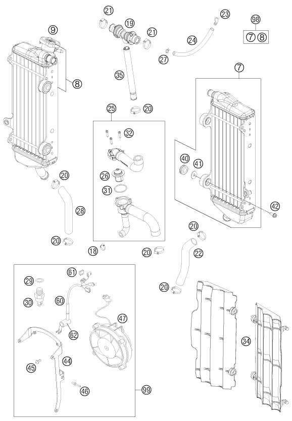 SYSTEME DE REFROIDISSEMENT POUR 250 EXC F SIX DAYS 2012 EU