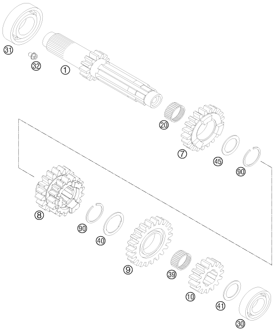 BOITE DE VITESSE I ARBRE PRIMAIRE POUR 250 SX-F 2012 (EU)