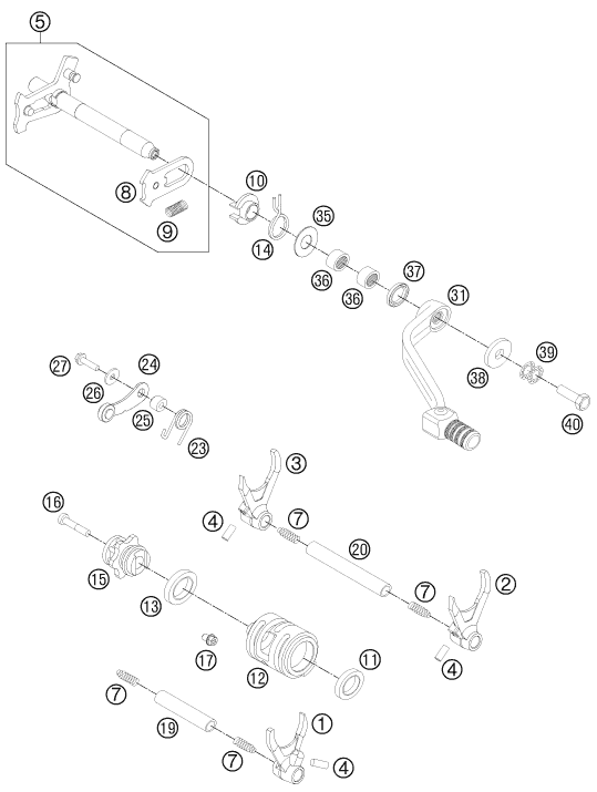 MECANISME DE SELECTION POUR 250 EXC-F 2012 (EU)