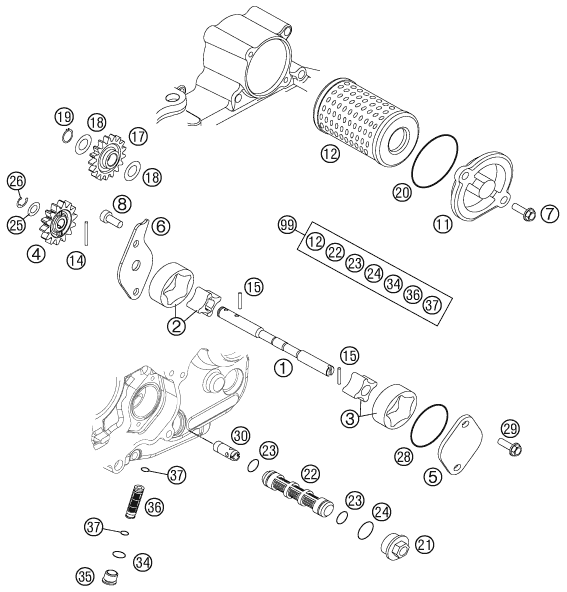 SYSTEME DE LUBRIFICATION POUR 250 SX F 2012 EU