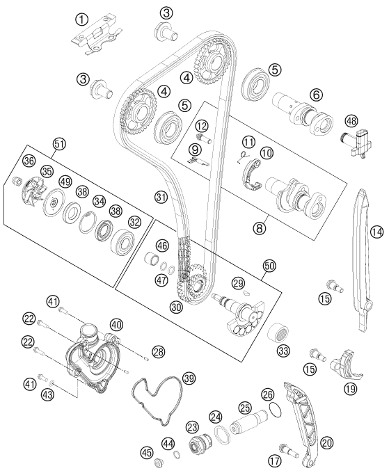 COMMANDE DE DISTRIBUTION POUR 350 SX F 2012 EU