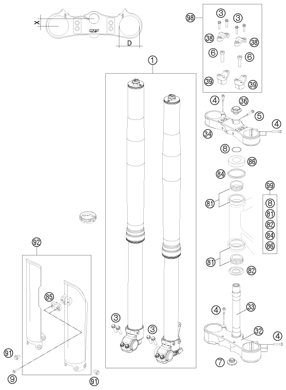 FOURCHE TELESCOPIQUE TE DE FOURCHE POUR 450 SMR 2012 (EU)