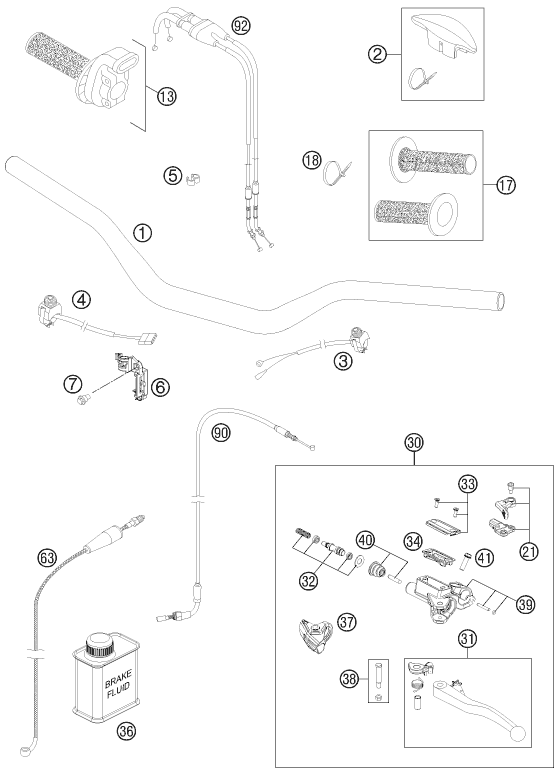 GUIDON ARMATURES POUR 450 SX-F 2012 (EU)