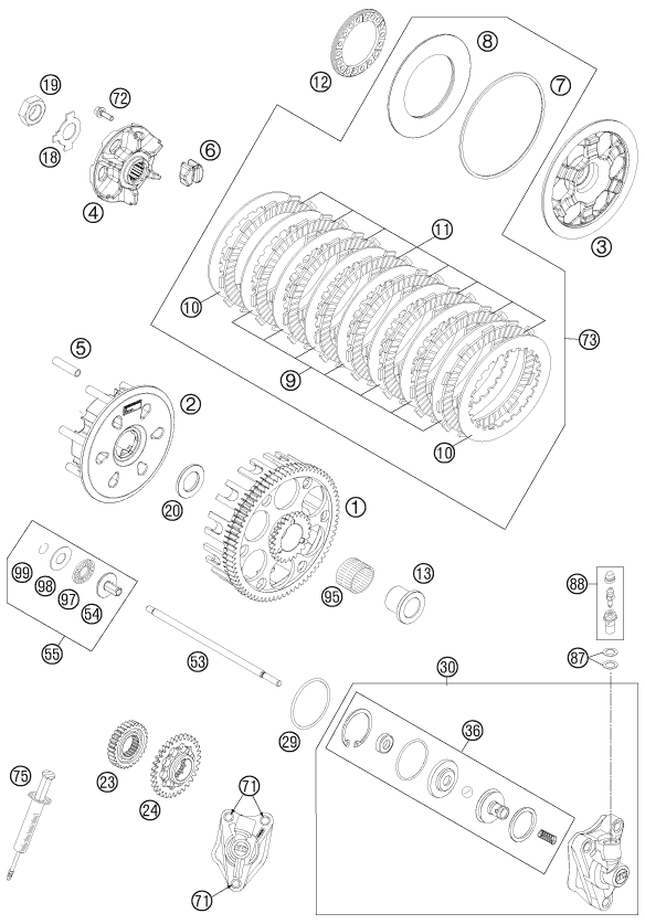 EMBRAYAGE POUR 450 SX-F 2012 (EU)