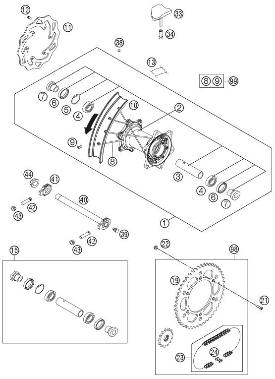 ROUE ARRIERE POUR 250 EXC-F 2014 (EU)