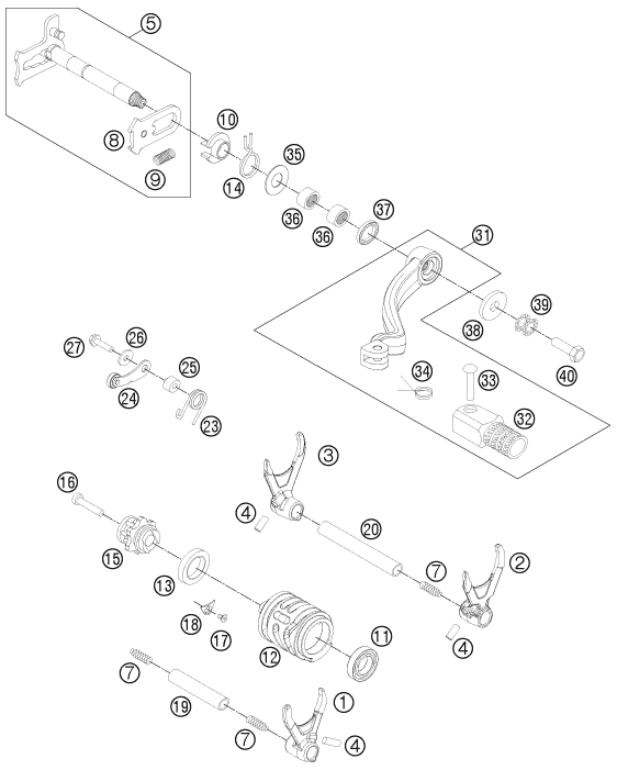 MECANISME DE SELECTION POUR 350 EXC-F 2012 (EU)