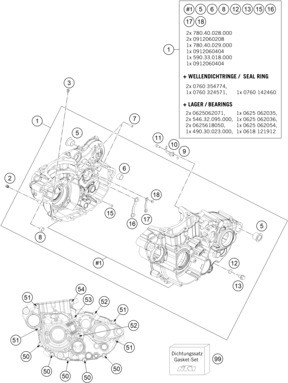 CARTER MOTEUR POUR 450 EXC 2016 EU