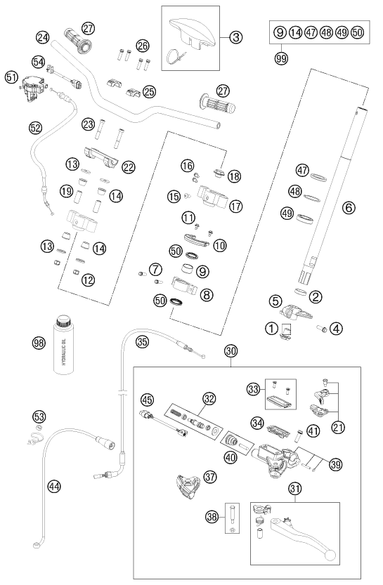 GUIDON ARMATURES POUR 505 SX ATV 2012 (EU)