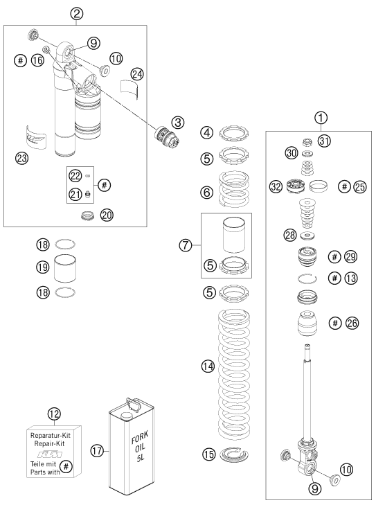 ARMORTISSEUR POUR 525 XC ATV 2012 (EU)