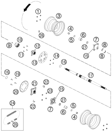 ROUE ARRIERE POUR 525 XC ATV 2012 (EU)