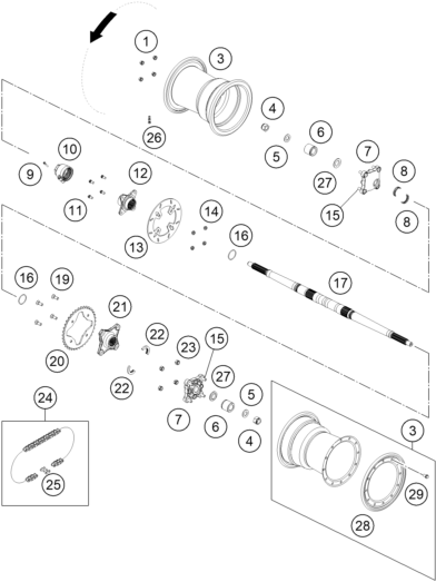 ROUE ARRIERE POUR 505 SX ATV 2012 (EU)