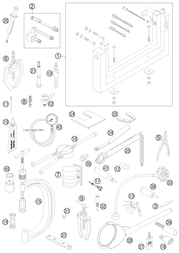 OUTILS SPECIAUX MOTEUR POUR 505 SX ATV 2012 (EU)