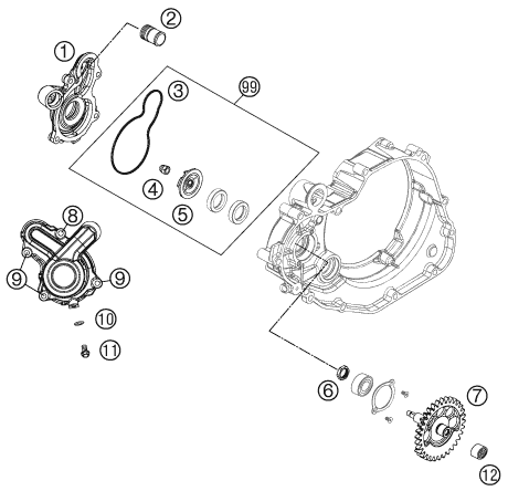 POMPE A EAU POUR 505 SX ATV 2012 (EU)