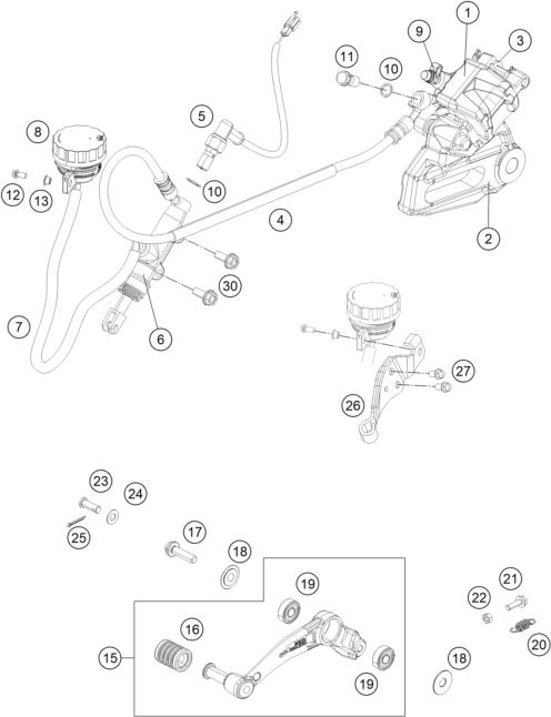 ETRIER DE FREIN ARRIERE POUR 200 DUKE OR. W/O ABS B.D. 16 (EU)