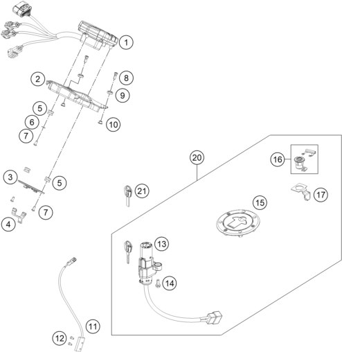 INSTRUMENTS  SYSTEME DE VERROUILLAGE POUR 125 DUKE GREY 2012 EU