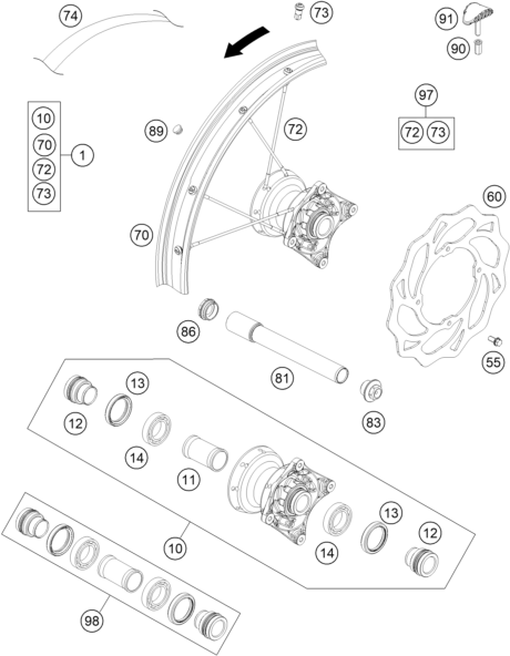 ROUE AVANT POUR 85 SX 17/14 2013 (EU)