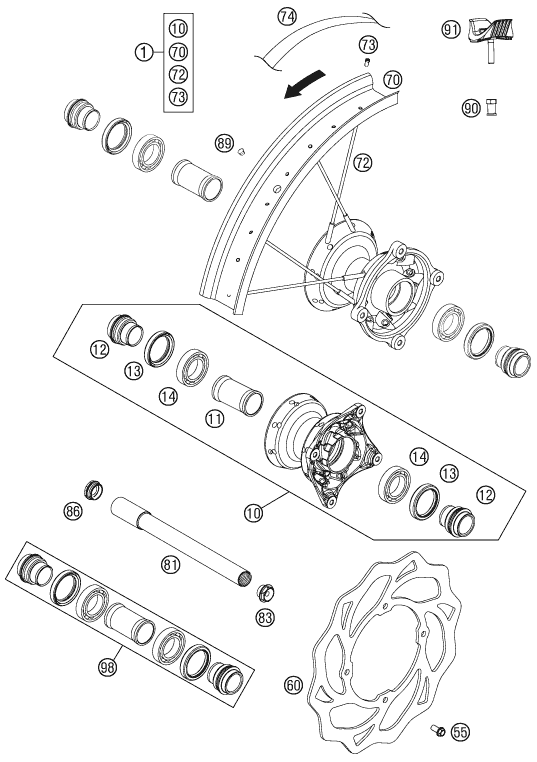 ROUE AVANT POUR 85 SX 19/16 2014 (EU)