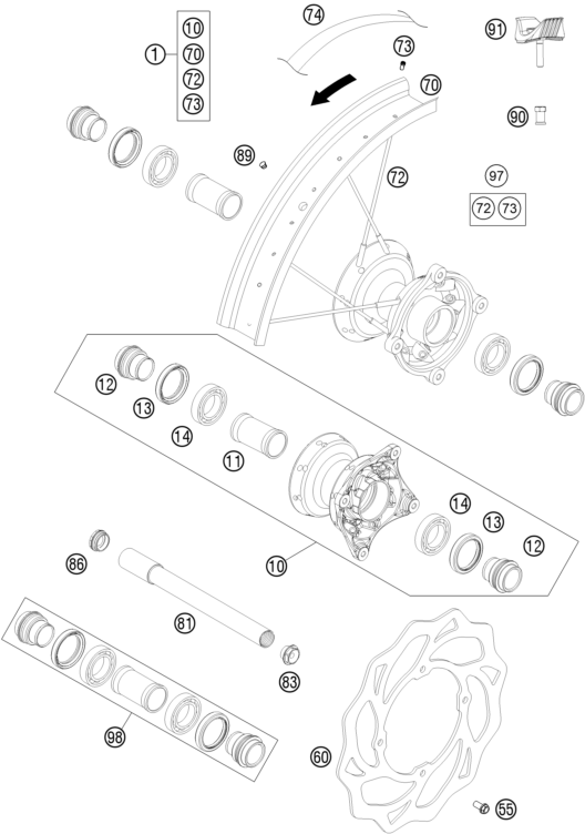 ROUE AVANT POUR 85 SX 19/16 2013 (EU)