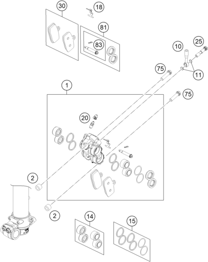 ETRIER DE FREIN AVANT POUR 85 SX 17/14 2017 (EU)