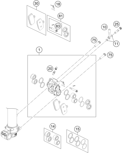 ETRIER DE FREIN AVANT POUR 85 SX 17/14 2013 (EU)