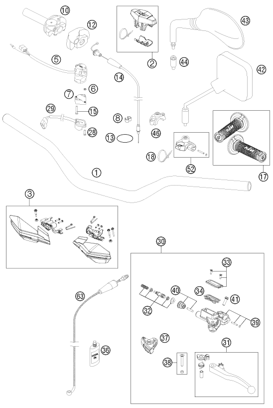 GUIDON ARMATURES POUR 125 EXC 2013 (EU)