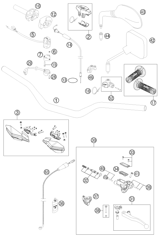 GUIDON ARMATURES POUR 125 EXC SIX-DAYS 2013 (EU)