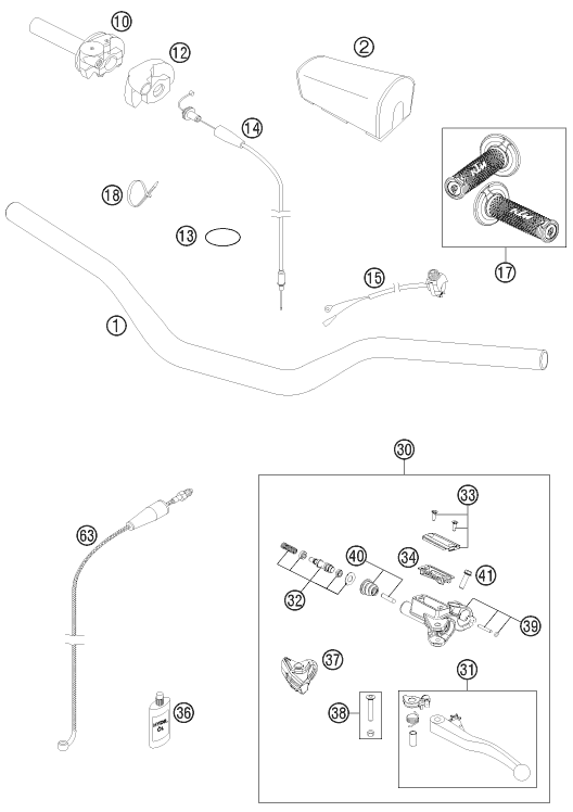 GUIDON ARMATURES POUR 125 SX 2013 (EU)