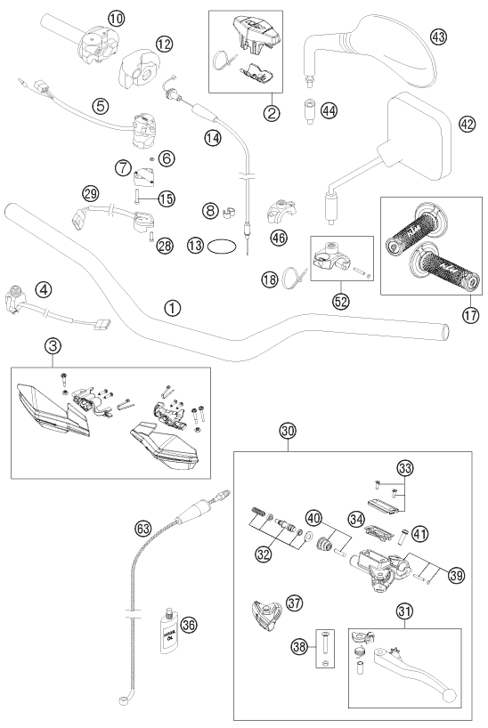 GUIDON ARMATURES POUR 200 EXC 2013 (EU)