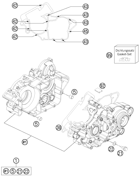 CARTER MOTEUR POUR 200 EXC 2013 EU
