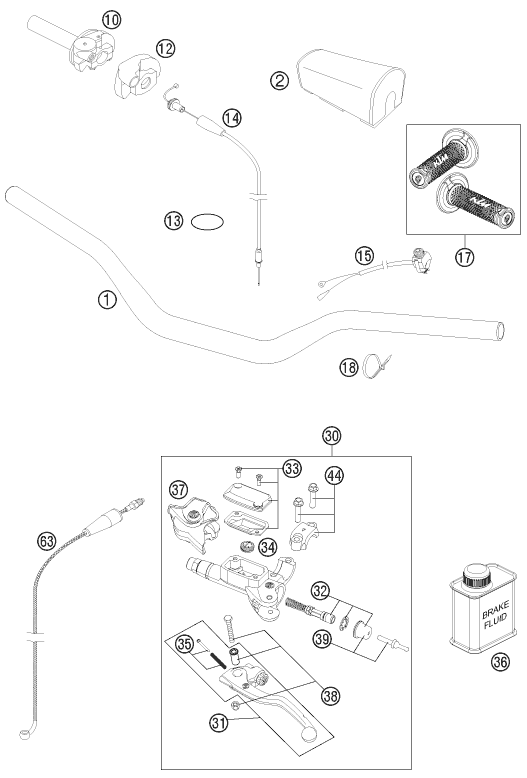 GUIDON ARMATURES POUR 250 SX 2014 EU