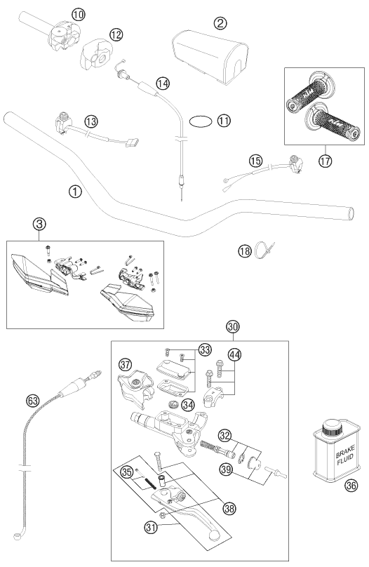 GUIDON ARMATURES POUR 250 XC 2015 (EU/US)