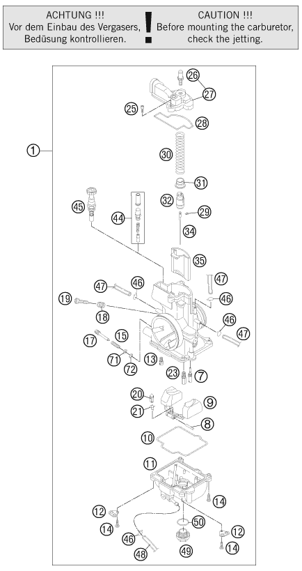 CARBURATEUR POUR 250 XC 2013 (EU/US)