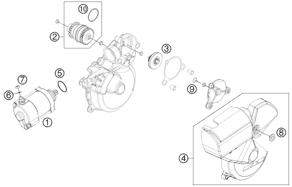 DEMARREUR ELECTRIQUE POUR 250 EXC 2014 EU