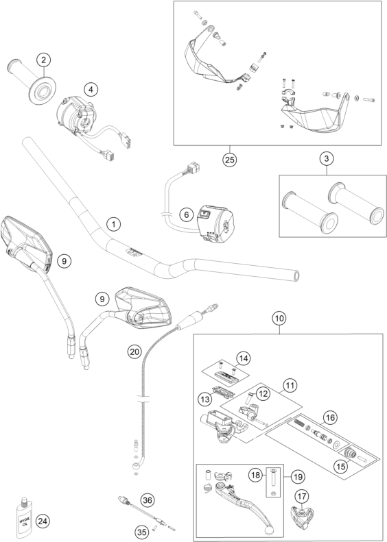 GUIDON ARMATURES POUR 1190 ADVENTURE R ABS 2013 EU