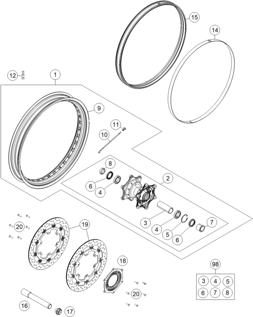 ROUE AVANT POUR 1190 ADV. ABS GREY WES. 2014 (EU)