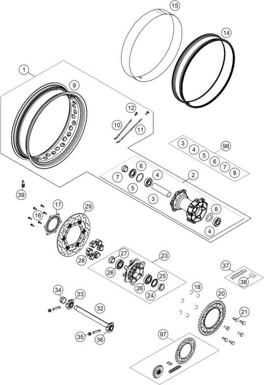 ROUE ARRIERE POUR 1190 ADV ABS GREY WES 2013 EU